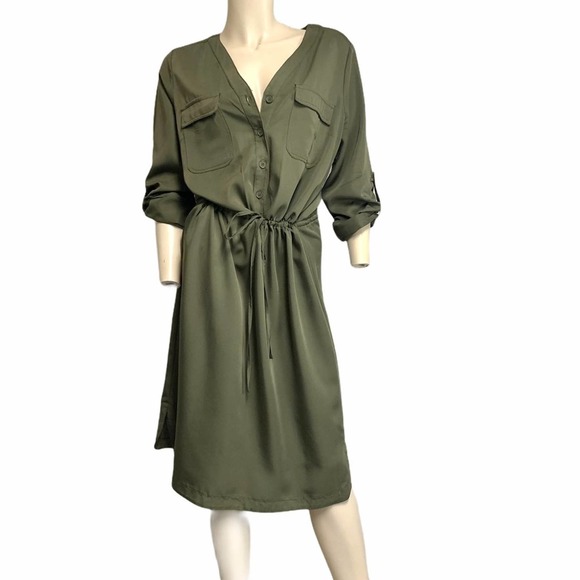 Max Studio Dresses & Skirts - Max Studio shirt dress long sleeve med olive D1